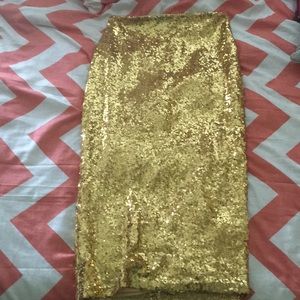 Gold Sequin Midi Skirt